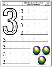 okul öncesi 1 sayısı çizgi çalışması